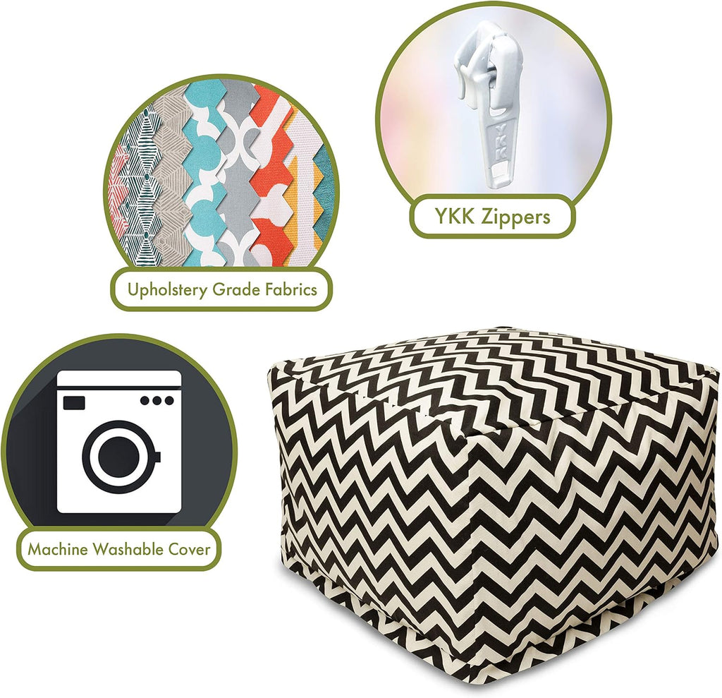 Majestic Home Goods Black Zig Zag Ottoman, Large