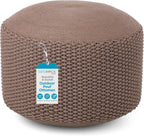 BIRDROCK HOME Outdoor Pouf Ottoman | Hand Woven Waterproof Foot Stool with Bead Bag Filling | Boho Foot Rest for Patio, Living Room, Porch & Outdoor Seating | Lightweight, Soft Stuffed Chair | Brown