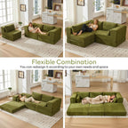 STHOUYN 106" Chenille Folding Convertible Sleeper Sofa Bed, Green Pull Out Floor Modular Couch with Pillow, Memory Foam Boneless Couchs Sectional for Living Room Bedroom (3, Green)