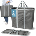 CleverMade Collapsible Laundry Caddy – Foldable Laundry Hamper & Tote, XXL 64L Pop-Up Laundry Basket with Handles, Space-Saving Laundry Organizer for Home & Travel, 2 Pack - Charcoal Gray