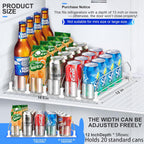 Drink Organizer for Fridge, Upgraded Drink dispenser for fridge, Automatic Pusher Glide,12oz 16oz - Can Dispenser for Fridge - Holds up to 20 Cans - 5 Rows White