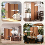 JOSTYLE 4 Panel Folding Privacy Screens 6ft Bamboo Freestanding Room Dividers, 70.9" H x 79" W