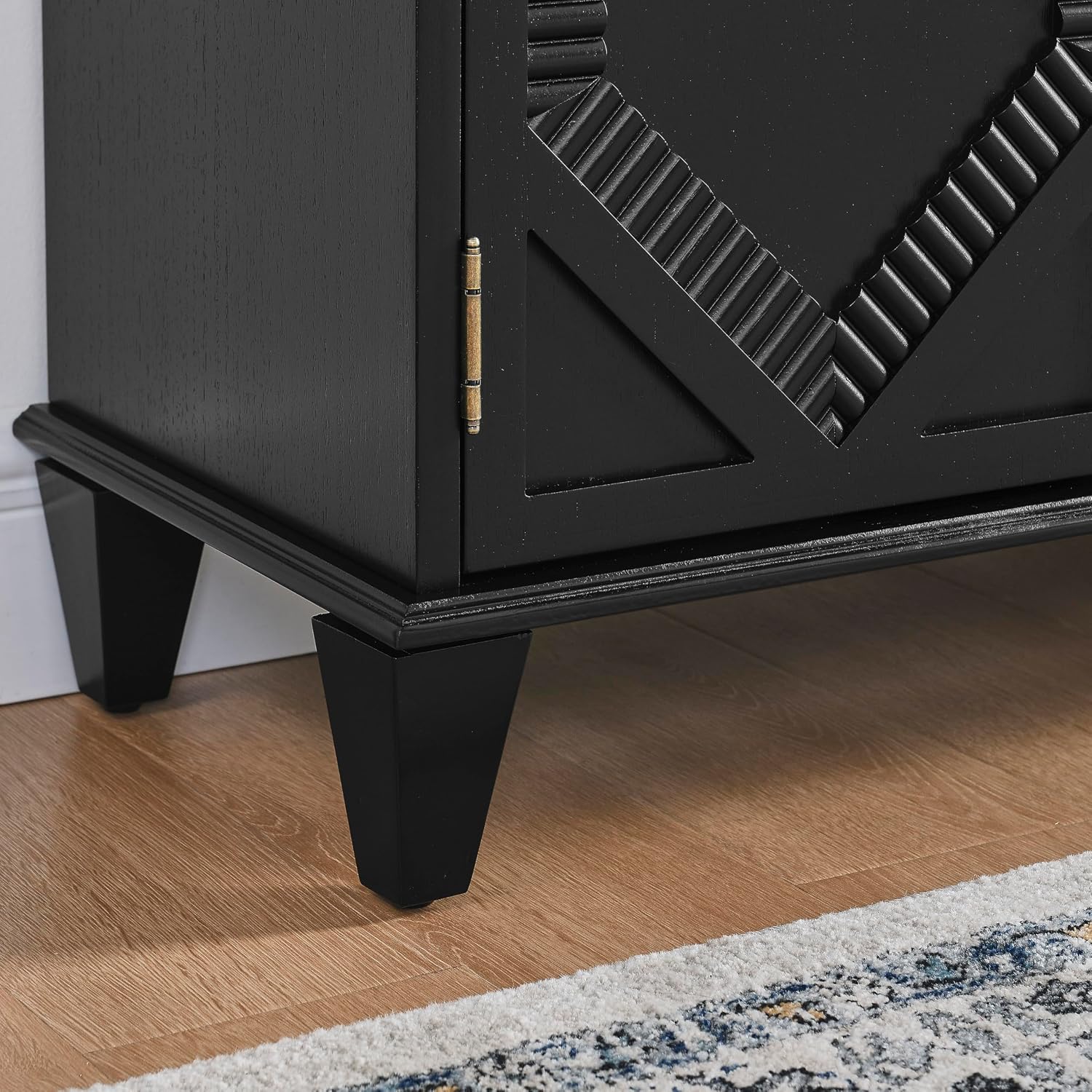 KEIKI 65.2" Mid Century Modern Sideboard Buffet Cabinet with Storage, Walnut Credenza Console Table with Adjustable Shelf, Farmhouse Coffee Bar Wine Cabinet for Living Room, Entryway, Kitchen, Black