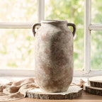 Large Flower Vase Home Decor - 12 inch Tall Ceramic Farmhouse Rustic Table Vases with Handle Living Room Decoration Decorative Modern Vintage for Floor Kitchen Shelf Coffee Dining Desk Fireplace