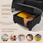 90.6" V-Shaped Modular Sectional Sofa with Storage Ottoman, 6-Seat Corduroy Corner Couch with Deep Seat, Oversized Upholstered Sectional for Living Room, Bedroom, Apartment