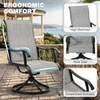 NUU GARDEN Patio Swivel Chairs Set of 2, Outdoor Dining Chairs | Breathable Textilene seats with smooth 360° swivel motion, ergonomic high-back design and durable powder-coated steel frame