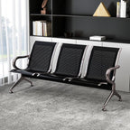kinbor Waiting Room Chair - Guest Reception Chairs Waiting Bench with Armrests for Clinic Airport Bank Salon Barber Waiting Area, Black 3 Seat