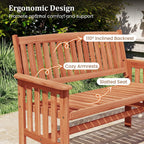 Tangkula Outdoor Wood Garden Bench, 2-Person Patio Park Bench with Backrest, Armrests and Slatted Seat, Outside Loveseat Furniture for Front Porch, Balcony, Deck and Yard
