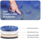 Elevon Large Button Tufted Accent Round Storage Ottoman Upholstered Ottoman with Storage for Living Room & Bedroom, 24.4" x 24.4" x 16.9", Navy Blue