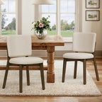 LUE BONA Wooden Dining Chairs Set of 4, Comfortable Wide Back Kitchen Side Chairs, Strong Thick Legs for Modern Farmhouse Dining Room, Linen Upholstered and Dark Brown Legs
