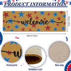 Long Doormat 48x 16 inch Front Door Mat 4th of July Doormat Patriotic Door Mat Red Blue Star Welcome Mat for 250th Anniversary Independence Day Front Door Porch Entrance Decor