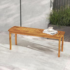 Tangkula Acacia Wood Outdoor Bench, 47" 2-Person Patio Dining Bench with Slatted Seat, Backless Wooden Entryway Bench, Farmhouse Indoor Outdoor Bench for Garden, Poolside, Deck & Park (2,Natural)