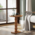 COZAYH Solid Cedar Pedestal End Table with Turned Wood Base, Round Wooden Side Table, Small Space Accent Table for Living Room or Entryway, Warm Natural