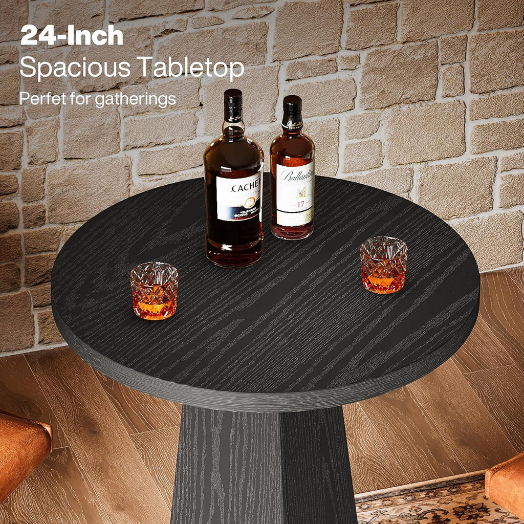 Tribesigns Bar Table, 37.4" High Round Pub Table for Small Bars, Dining Room, Kitchen, Black (Only Table)