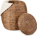 Best Choice Products Multipurpose Hyacinth Storage Basket, Plant Décor, Handwoven Organizer Tote for Bedroom, Living Room, Nursery, w/Lid - Chestnut