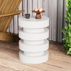 Merax MGO Round Side Table for Indoor Outdoor, Modern Sofa End Table, Small Coffee Tables for Living Room, Bedroom, Night Stand Bedside Table, No Assembly Required, White