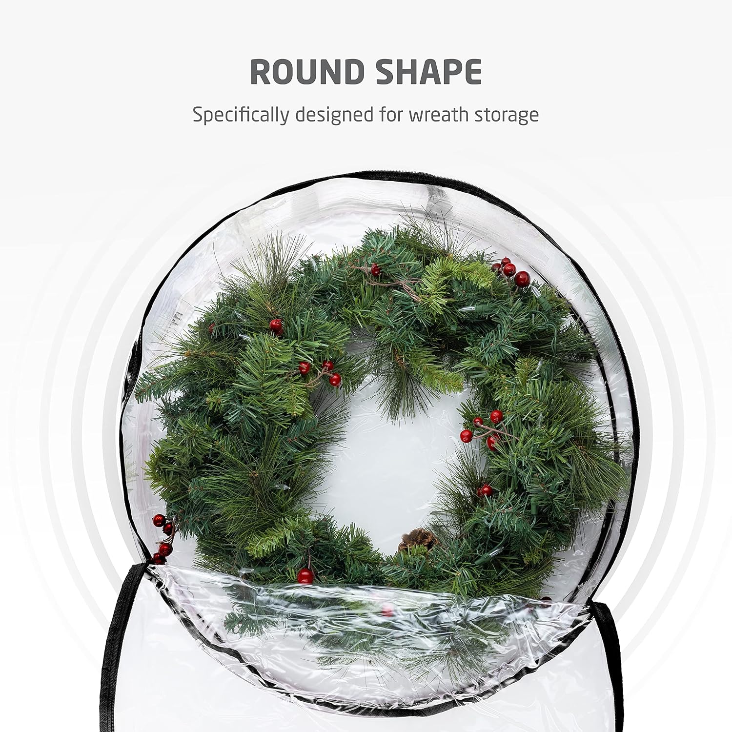 ZOBER 2 Pack Christmas Wreath Storage Container 30 Inch - Wreath Bag for Artificial Wreaths Box - Dual Zippered Wreaths Storage Bag with Durable Stitch Reinforced Handles - Black