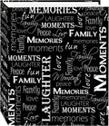 Magnetic Self-Stick 3-Ring Photo Album 100 Pages (50 Sheets), Black & White Words Design