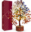 Chakra Tree of Life Birthday Gifts for Women, Mom, Sister, Friends, Handmade Healing Crystal Tree Bring Money, Positivity & Good Luck, Boho Home, Room and Office Desk Decor, Unique Fathers Gift