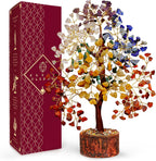 Chakra Tree of Life Birthday Gifts for Women, Mom, Sister, Friends, Handmade Healing Crystal Tree Bring Money, Positivity & Good Luck, Boho Home, Room and Office Desk Decor, Unique Fathers Gift