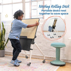 ECR4Kids Nesting Student Desk, Portable Table, Maple/Grey