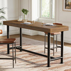 63" Solid Wood Bar Table, Long Counter Height Pub Top Table, Narrow Dining Breakfast Bar Units with Metal Sturdy Legs for Home Kitchen, Living Room, Bistro, Easy to Assemble