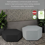 FDP Pro Series Hexagon Accent Ottoman (12" Height) Hand Upholstered Commercial Furniture for Hotel Lobby, Office, Restaurant, Home Collaborative and Configurable Seating - Slate Gray Crosshatch