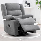360°Swivel Rocking Chairs for Adult,Recliner Chair with Side Pockets and Cup Holders,Rocker Recliner with a Suitable for Living Rooms,Bedrooms,Light Grey