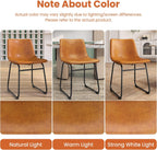 REONEY Dining Chairs Set of 6, 18" PU Leather Armless Dinner Chairs with Backrest, Modern Kitchen Dining Room Chair with Metal Legs for Home (Brown)