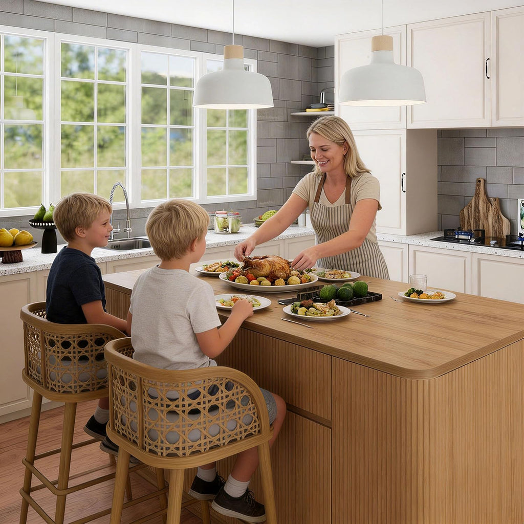 Bobve 74.8" Large Kitchen Island with Storage,Farmhouse Island Table for Kitchen,Wooden Island,Stationary Featuring 2 Drawers and 6 Closed Storage Compartment