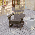 Flash Furniture Newport Adirondack Rocking Chair with Cup Holder, Weather Resistant Poly Resin Adirondack Rocking Chair, Brown