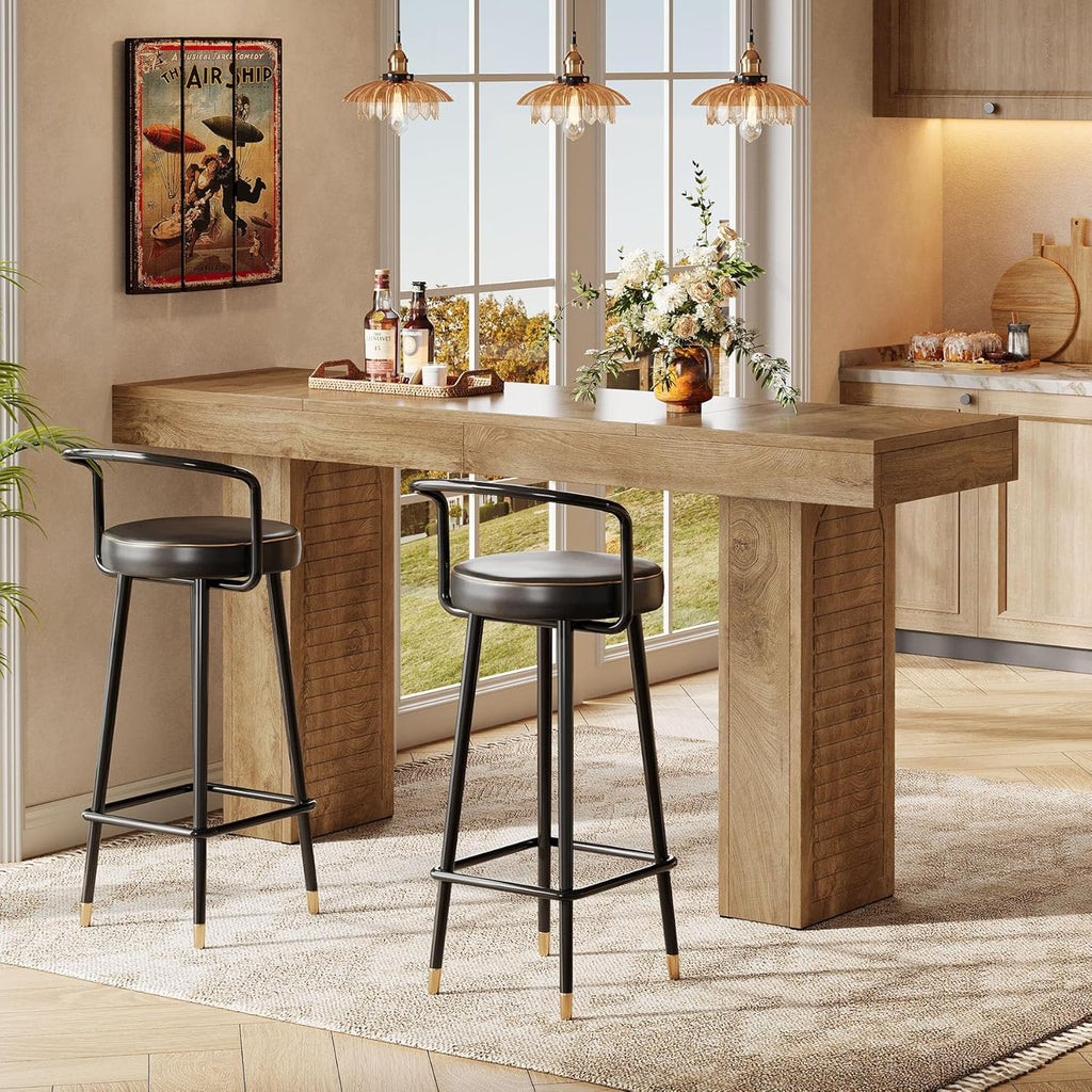 Tribesigns 70.9" Extra Long Bar Table, Rectangular Counter Height Pub Table, Modern Farmhouse Bar Height Table Home Bar Units for Kitchen Island, Bistro, Brown