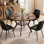 Miereirl 42.13" 5-Piece Round Dining Table Set for 4, Kitchen Table Set with 4 Upholstered Chairs and Storage Shelf, Dining Room Furniture Set for Apartment, Small Spaces