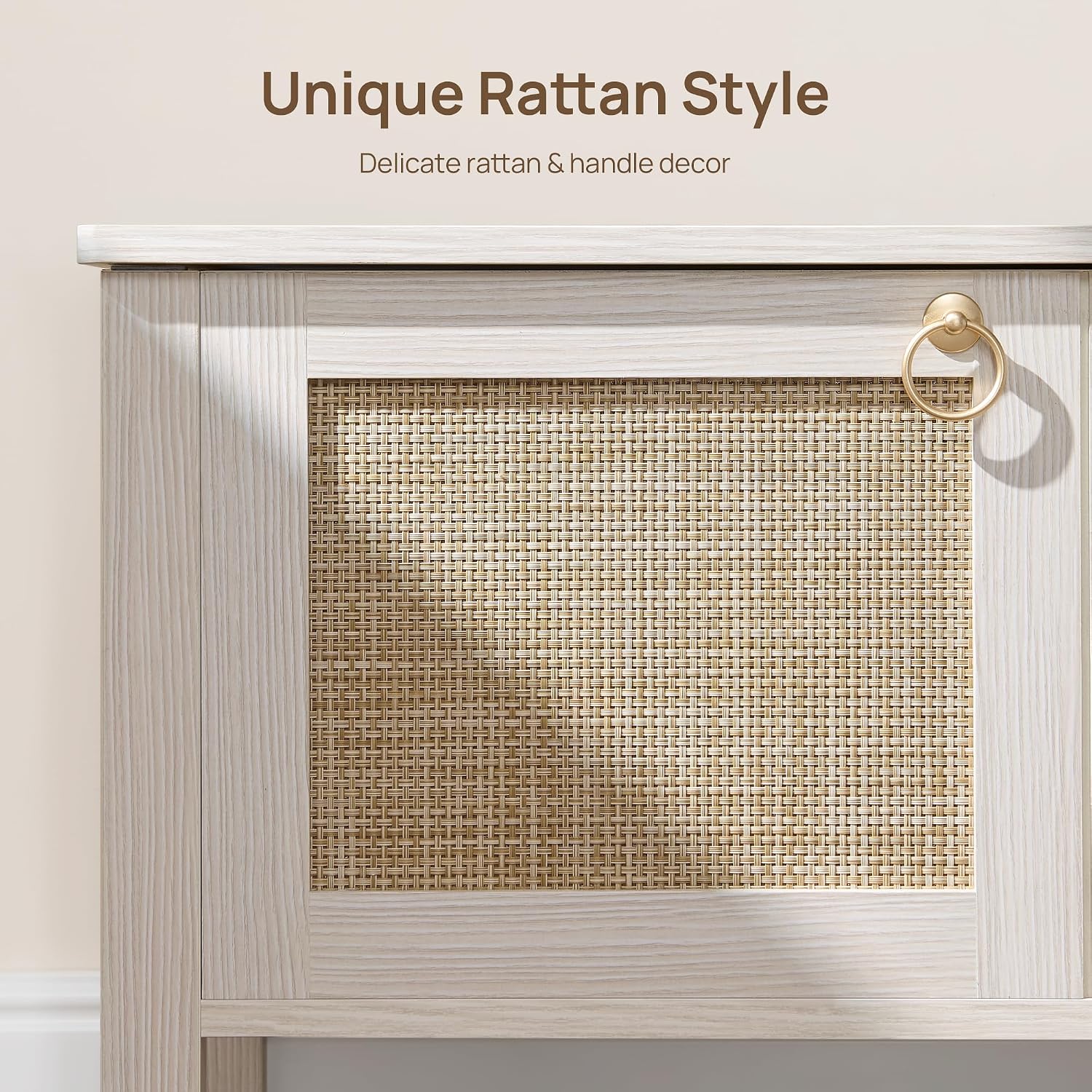 SICOTAS Rattan Shoe Rack Bench with Lift Top Storage: White Farmhouse Boho Shoe Cabinet Entryway Bench with Safety Hinges, Wooden Storage Chest for Bedroom, Entryway, Hallway, Living Room