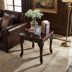 Traditional Dark Cherry Wood End Table for Living Room, Vintage Wooden Side Table with Ornate Detailing and Claw Feet