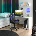 Techni Mobili Kid's Gaming and Student Racer Chair with Wheels, Resemblance of a sport's car interior, Polypropylene, Blue
