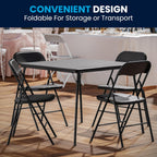 EMMA + OLIVER 5-Piece Multipurpose Folding Card Table and Chairs Set for 4 Players, Padded Top Portable Square Folding Table and Chairs Set, Black