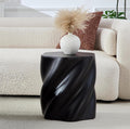 19.69 Inch Tall Round Side Table, Modern End Table with Fluted Design, Premium Fiberglass Drum Nightstand for Living Room and Bedroom, No Assembly Required, Black