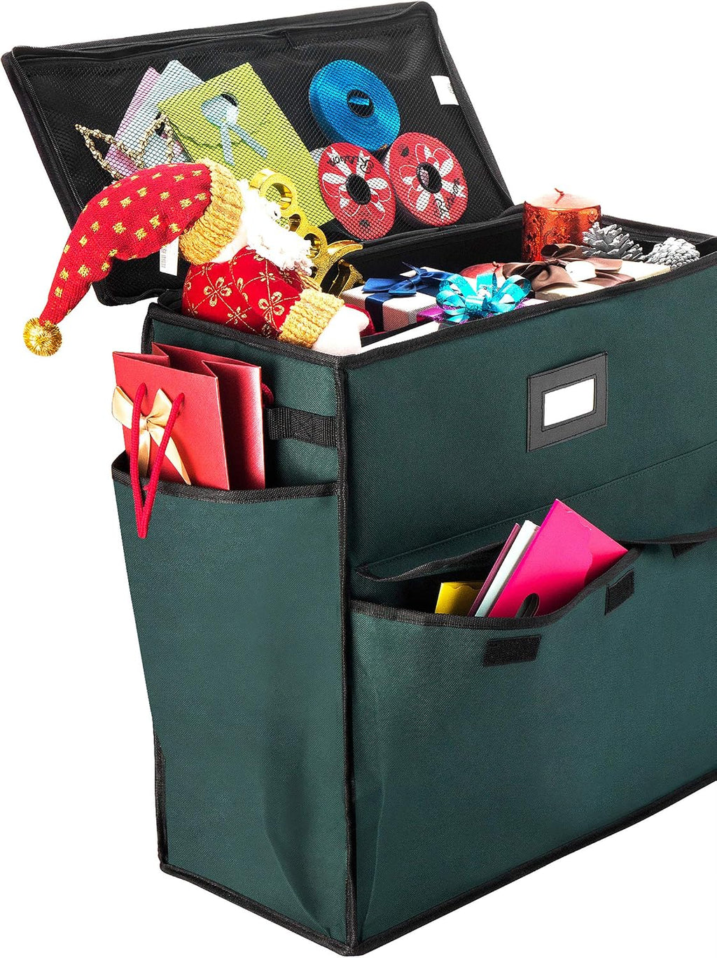 Wrapping Paper Storage Center - Portable Gift Wrap Station to Stow and Organize Flat Sheets, Holiday Gift Bags, Bows, and Ribbons by Elf Stor (Green)