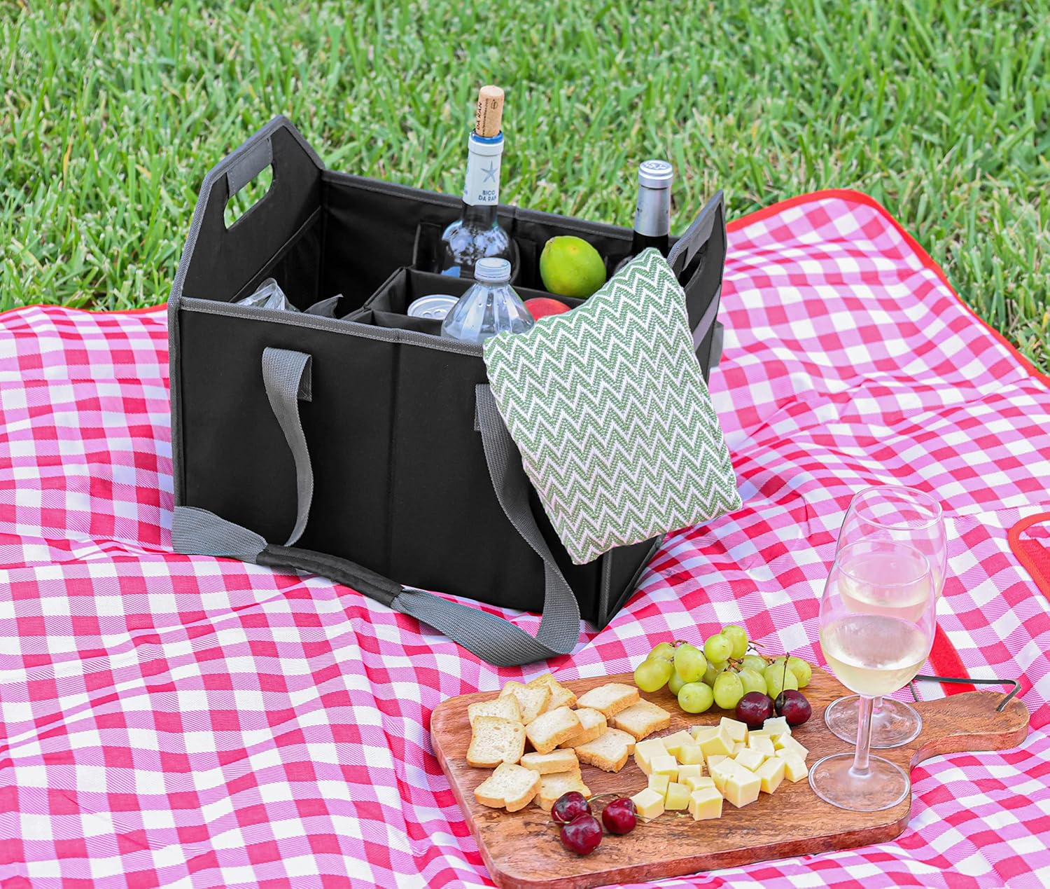 12 Bottle Wine Carrier Collapsible Reusable with Strap for Liquor Champagne Beer Glasses Storage Shopping Travel (Black)