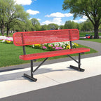 96" Metal Park Benches for Outside - Red Outdoor Benches Heavy Duty Garden Weatherproof Bench with Backrest, Buddy Bench for Schools,Commercial Benches for Shopping Mall, Store, Yard, Patio