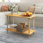 Funecy 2-Tier End Table, Sofa Side Table with Storage, Narrow Side Table, Bedside Table for Bedroom，for Living Room and Small Space (Natural)