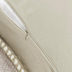 NordECO HOME Set of 2 Farmhouse Throw Pillow Covers - Burlap Linen Trimmed Tailored Edges Decorative Cushion Covers for Bed Home Decoration (Oatmeal/Linen Band, 2 Pieces, 20" x20")