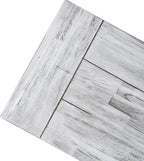 Light Grey Sandblast Finish Acacia Wood Dining Bench with Black Rustic Metal Finish Frame
