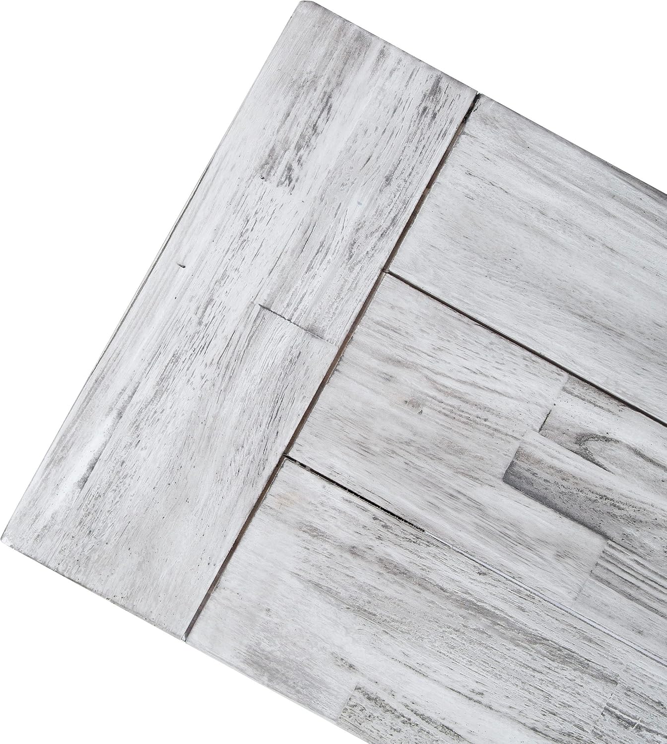 Light Grey Sandblast Finish Acacia Wood Dining Bench with Black Rustic Metal Finish Frame