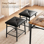 Dining Table Set for 4, Kitchen Table Set with 2 Chairs and 1 Bench, Modern Metal Frame Dining Furniture Set with Storage Rack for Small Space, Apartment, Restaurant
