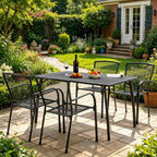 AECOJOY Outdoor Patio Dinning Table for 6, 51"x31" Rectangular Metal Steel Patio Outdoors Tables with 1.73" Umbrella Hole All Weather-Resistant for Lawn Backyard Garden, Porch Dark Grey