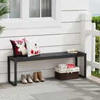 Outdoor Patio Backless Bench Set of 2, 53.2" All-Weather Long Metal Garden Bench Seat for Backyard, Porch,Lawn, Black