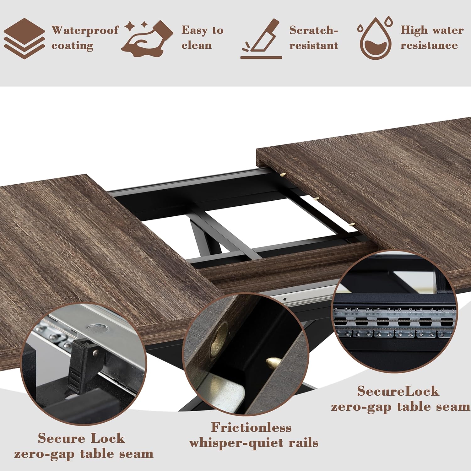 Extendable Dining Room Table for 4 6 8, 55"-70.9" Kitchen Table Rectangle Wood, Expandable Dining Table with Hidden Storage, Space Saving Farmhouse Kitchen Table for Kitchen Dining Living Room