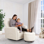 Evolur Vienna Swivel Glider with Ottoman, FSC Certified, Greenguard Gold and JPMA Certified Glider Rocking Chair, 360° Swivel Motion, Ergonomic Design Nursery Glider, Sweet Cream